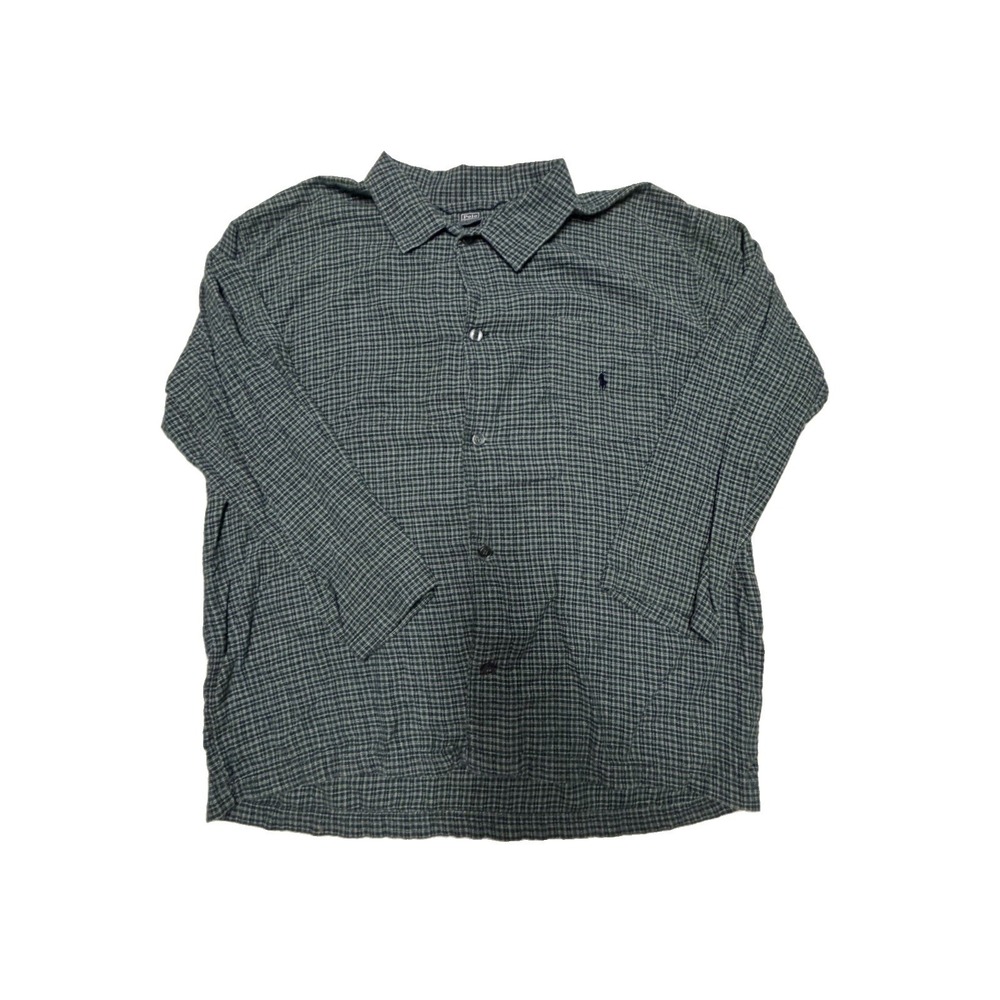 Vintage Polo Ralph Lauren Shirt Men's XL Green Plaid Hong Kong 90s Y2K Pony